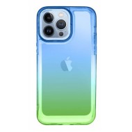 Capa Silicone Gel Bumper Apple Iphone 13 Pro Azul Verde Gradiente Elektro