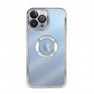 Capa Silicone Gel Bumper Apple Iphone 13 Pro Max Prata Com Lente Protetora De Câmera