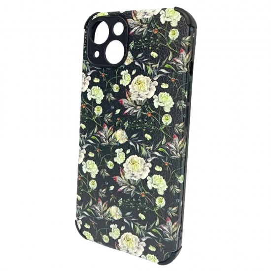Apple Iphone 13 6.1" Black Flowers Camera Protector Silicone Gel Case Apple Iphone 13 6.1" Black Flowers Camera Protector Silicone Gel Case