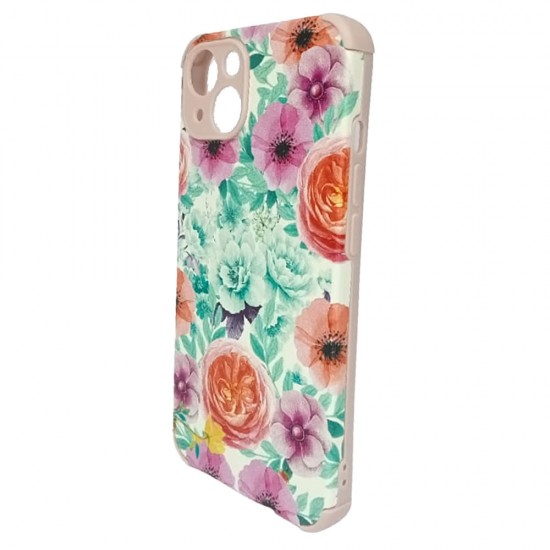 Apple Iphone 13 6.1" Pink Flowers Camera Protector Silicone Gel Case Apple Iphone 13 6.1" Pink Flowers Camera Protector Silicone Gel Case