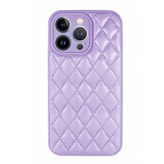 Capa Silicone Apple Iphone 14 Pro Max Lilás Leather Almofadada Com Protetor De Câmera