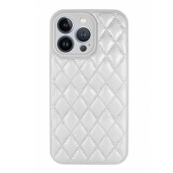Apple Iphone 14 Pro Max White Leather Cushioned Silicone Case With Camera Protector