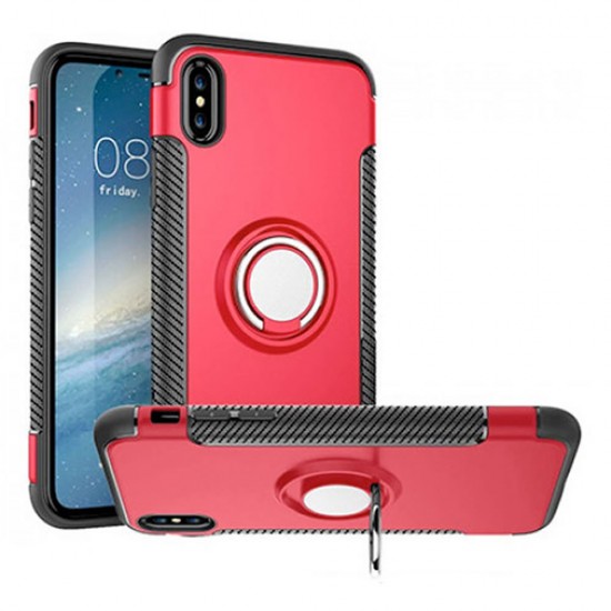 Capa Silicone Tpu Com Anel De Dedo Magnético Apple Xs Max Vermelho Capa Silicone Tpu Com Anel De Dedo Magnético Apple Xs Max Vermelho
