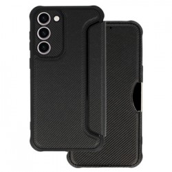 Samsung Galaxy A14 5G Black Razor Carbon Flip Cover Case With Camera Protector