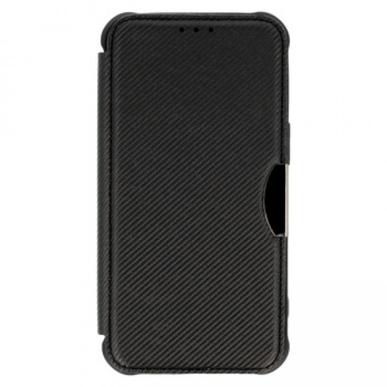 Samsung Galaxy S23 Ultra Black Razor Carbon Flip Cover Case With Camera Protector