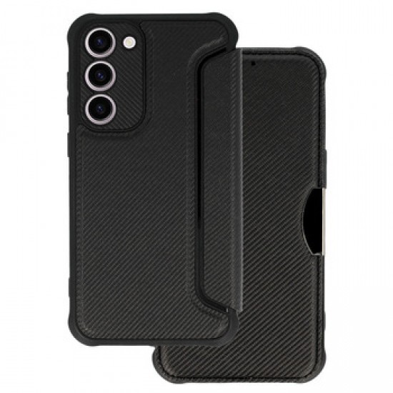 Capa Flip Cover Samsung Galaxy S23 Preto Razor Carbon Com Protetor De Câmera Capa Flip Cover Samsung Galaxy S23 Preto Razor Carbon Com Protetor De Câmera
