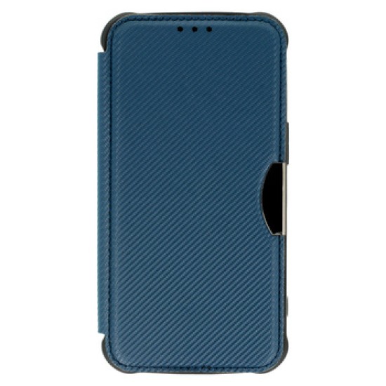 Capa Flip Cover Samsung Galaxy A33 5g Azul Marinho Razor Carbon Com Protetor De Câmera