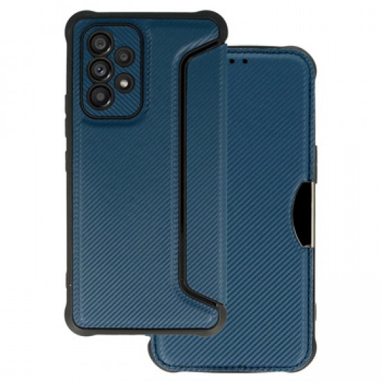 Samsung Galaxy A33 5G Navy Razor Carbon Flip Cover Case With Camera Protector