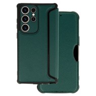 Samsung Galaxy S23 Ultra Green Razor Carbon Flip Cover Case With Camera Protector