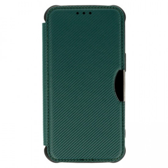 Capa Flip Cover Samsung Galaxy S23 Ultra Verde Razor Carbon Com Protetor De Câmera