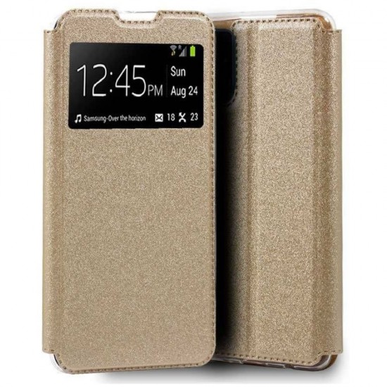 Capa Flip Cover Com Janela Candy Samsung Galaxy A03s A037 Dourado