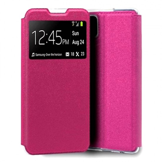 Samsung Galaxy A02 Pink Flip Cover With Candy Window Case