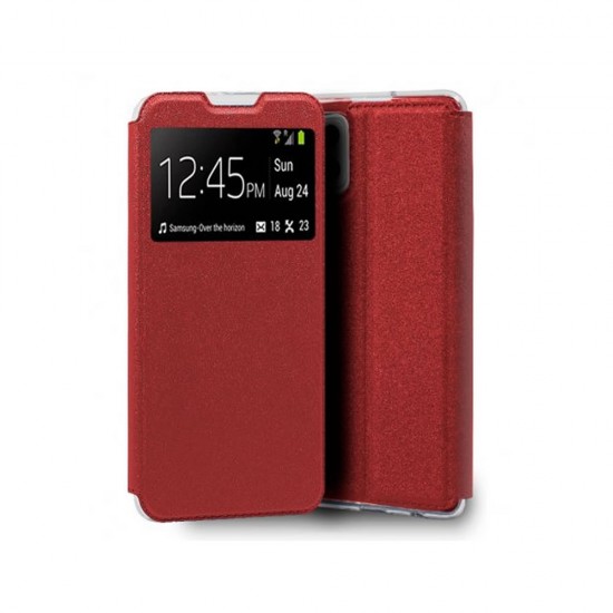 Samsung Galaxy A22 5G Red Flip Cover With Candy Window Case Samsung Galaxy A22 5G Red Flip Cover With Candy Window Case