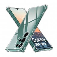 Capa Silicone Dura Anti-Choque Samsung Galaxy S24 Ultra Transparente Com Protetor De Câmera