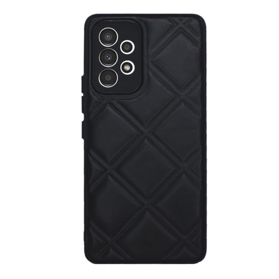 Samsung Galaxy A33 5G Black Leather Cushioned Silicone Case With Camera Protector Samsung Galaxy A33 5G Black Leather Cushioned Silicone Case With Camera Protector