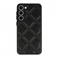 Capa Silicone Samsung Galaxy S23 Plus Preto Leather Almofadada Com Protetor De Câmera D3