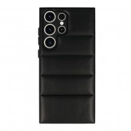 Samsung Galaxy S23 Ultra Black Leather Cushioned Silicone Case With Camera Protector D2