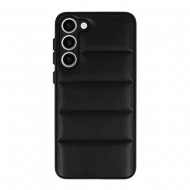 Capa Silicone Samsung Galaxy S23 Preto Leather Almofadada Com Protetor De Câmera D2