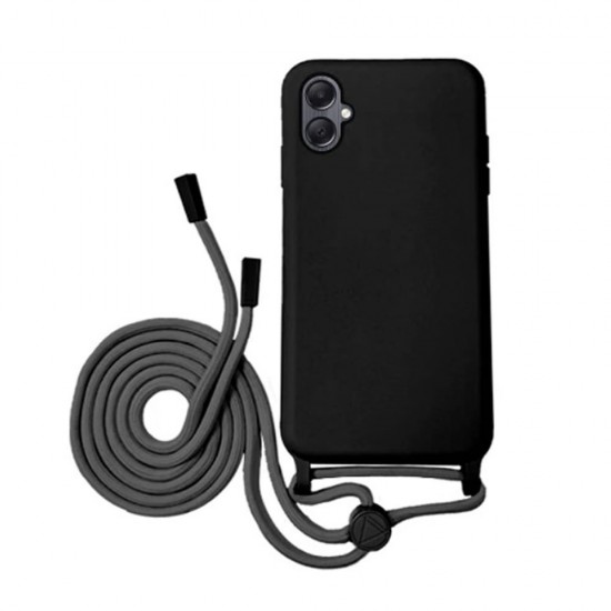 Capa Silicone Samsung Galaxy A05 Preto Com Corda Capa Silicone Samsung Galaxy A05 Preto Com Corda