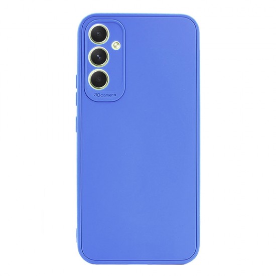 Capa Silicone Gel Samsung Galaxy A55 Azul Com Protetor De Câmera 3d