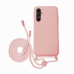 Samsung Galaxy A15 Pink Silicone Case With String