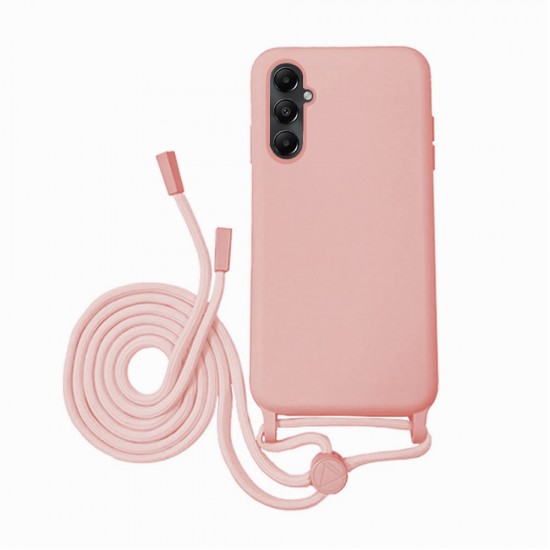Capa Silicone Samsung Galaxy A15 Rosa Com Corda Capa Silicone Samsung Galaxy A15 Rosa Com Corda