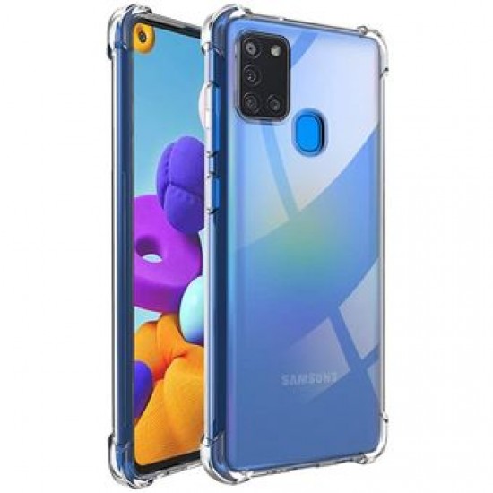 Capa Silicone Dura Anti-Choque Samsung Galaxy A21s Com Corda Transparente Com Corda