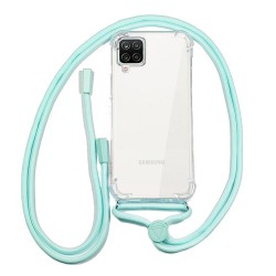 Samsung Galaxy A12 Transparent Anti-Shock With Green Strap Hard Silicone Case