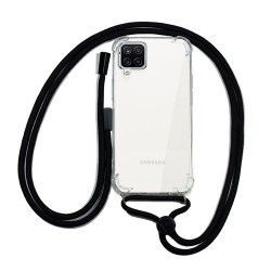 Samsung Galaxy A12 Transparent Anti-Shock With Black Strap Hard Silicone Case