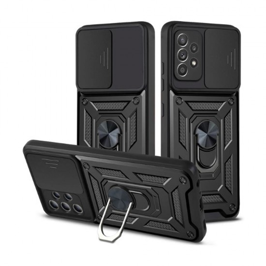 Capa Silicone Tpu Com Anel De Dedo Samsung Galaxy A52/A52s Preto Ring Armor Com Protetor De Câmera E Janela Deslizante Capa Silicone Tpu Com Anel De Dedo Samsung Galaxy A52/A52s Preto Ring Armor Com Protetor De Câmera E Janela Deslizante