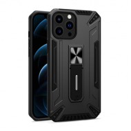 Anti-Shock Armor Carbon Silicone Case Samsung Galaxy A22 4G Black Kickstand