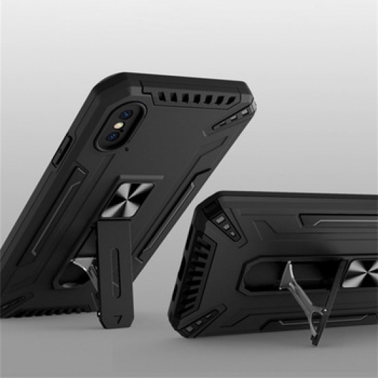 Anti-shock Armor Carbon Silicone Case Samsung Galaxy A22 4G Black Kickstand Anti-shock Armor Carbon Silicone Case Samsung Galaxy A22 4G Black Kickstand