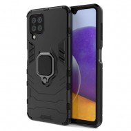 Capa Silicone Anti-Choque Armor Carbon Samsung Galaxy A12 Preto Ring Armor Com Protetor De Câmera