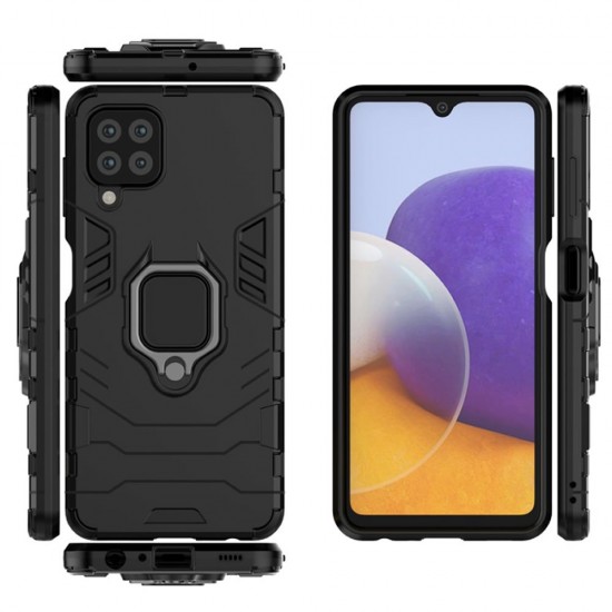 Funda De Silicona Antigolpes Armor Carbon Samsung Galaxy A22 4g Negro Ring Armor