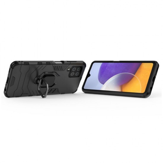 Funda De Silicona Antigolpes Armor Carbon Samsung Galaxy A22 4g Negro Ring Armor