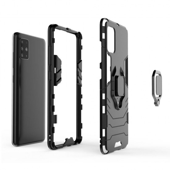 Capa Silicone Anti-Choque Armor Carbon Samsung Galaxy A51 Preto Ring Armor