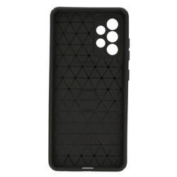 Samsung Galaxy A52 4G/5G/A52s Black Ring Armor Armor Carbon Anti-Shock Silicone Case With Camera Protector