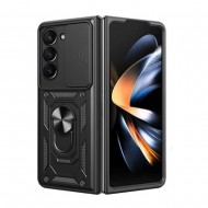 Capa Silicone Anti-Choque Armor Carbon Samsung Galaxy Z Fold5 Preto Com Janela Deslizante