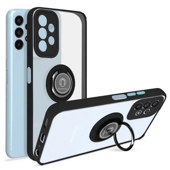 Capa Silicone Com Anel De Dedo Samsung Galaxy A13 4g/A135 Preto Com Protetor De Câmera Capa Silicone Com Anel De Dedo Samsung Galaxy A13 4g/A135 Preto Com Protetor De Câmera