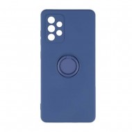 Capa Silicone Com Anel De Dedo Samsung Galaxy A53 5g Azul Escuro Com Protetor De Câmera