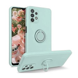 Capa Silicone Com Anel De Dedo Samsung Galaxy A23 Verde Turquesa Com Protetor De Câmera
