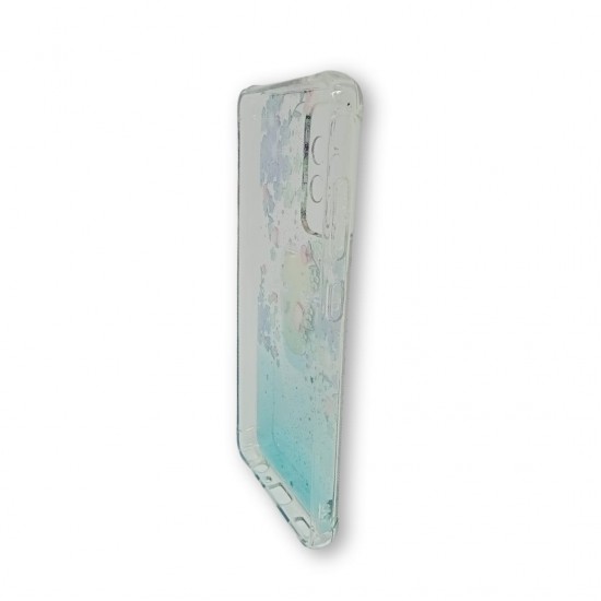 Bling Glitter Design Silicone Case Samsung Galaxy A52 Flowers Blue with Kickstand Bling Glitter Design Silicone Case Samsung Galaxy A52 Flowers Blue with Kickstand
