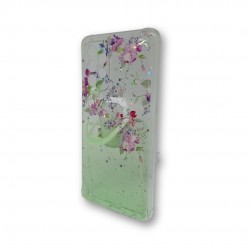 Bling Glitter Design Silicone Case Samsung Galaxy A52 Flowers Green with Kickstand