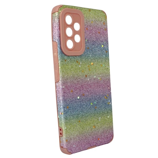 Capa Silicone Com Desenho Bling Glitter Samsung Galaxy A53 5g Castanho Tricolor
