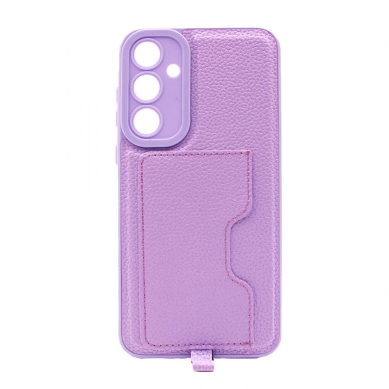 Capa Silicone Dura Samsung Galaxy A35 5g Lilás Com Protetor De Câmera E Bolso Para Cartão