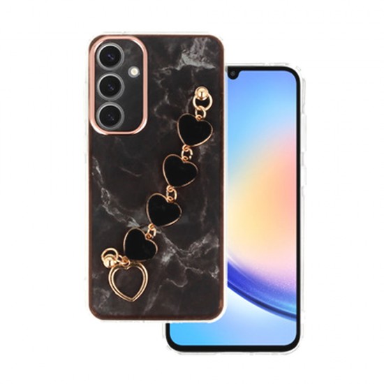 Capa Silicone Tpu Samsung Galaxy A54 5g Preto Com Protetor De Câmera E Corrente Design 6