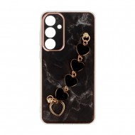Capa Silicone Tpu Samsung Galaxy A55 5g Preto Com Protetor De Câmera E Corrente Design 6