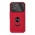 Samsung Galaxy A13 4G Red Metal Kickstand Hard Silicone Case With Camera Protector And Card Slot