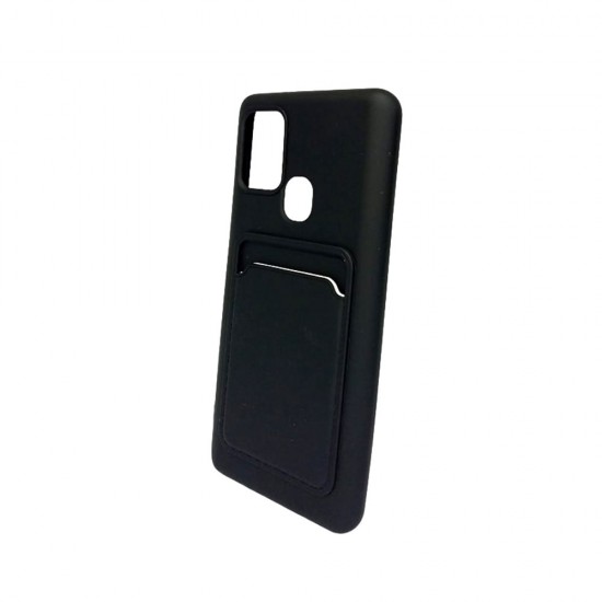 Funda De Gel De Silicona Negro Samsung Galaxy A21S Con Bolsillo Para Tarjetas