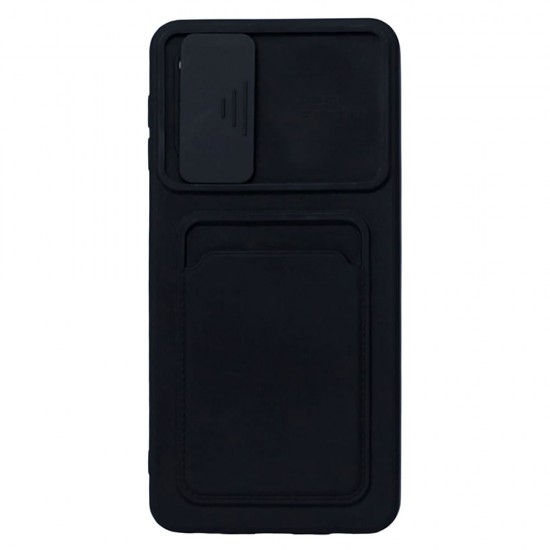 Capa Silicone Gel Samsung Galaxy A32 5g A326 Preto Com Protetor De Câmera E Bolsa Para Cartão